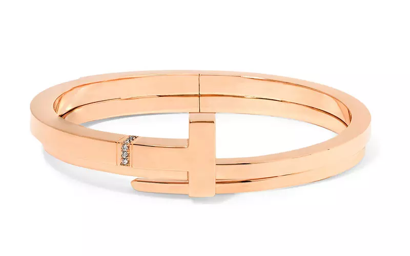 Brazalete Tiffany & Co. T Wrap de oro rosado de 18 quilates con diamantes