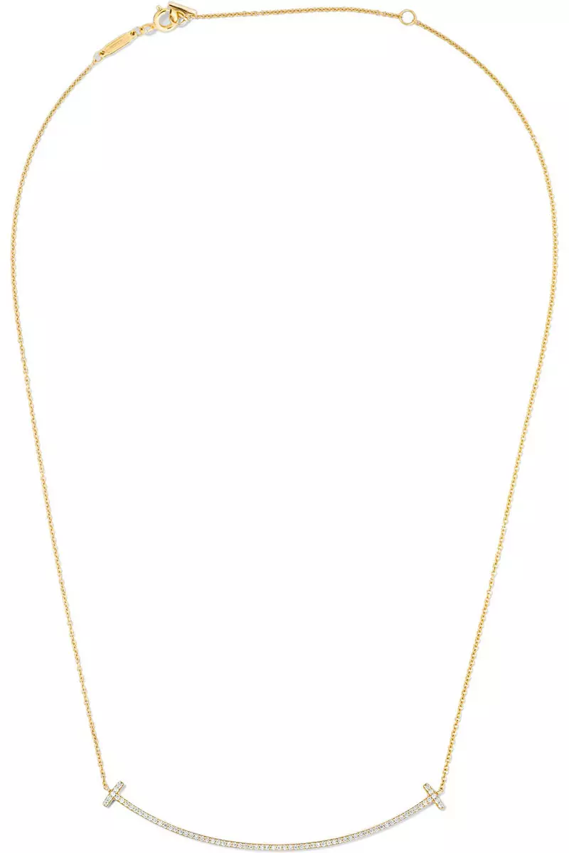 Tiffany & Co. T Smile 18-Karat Gold & Diamond Necklace