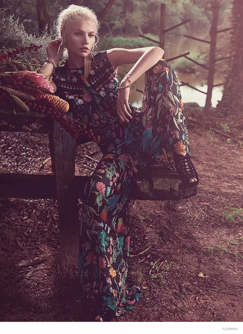 Aline Weber Models Bohemian Style para sa Florinda Spring 2014 Campaign