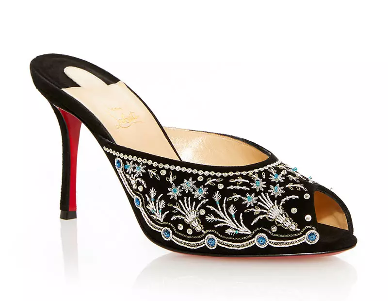 Christian Louboutin geborduurde muil in silwer $2,770