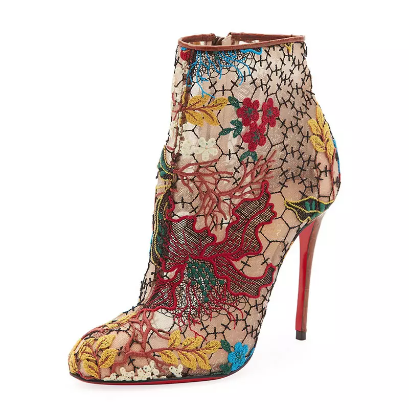 Christian Louboutin Miss Tennis Embroidered Lace Red Sole Bootie $995