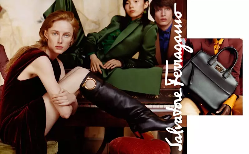 Rianne van Rompaey, Xiao Wen Ju และ Edoardo Sebastianelli ปรากฏตัวในแคมเปญ Salvatore Ferragamo ฤดูใบไม้ร่วงฤดูหนาวปี 2018