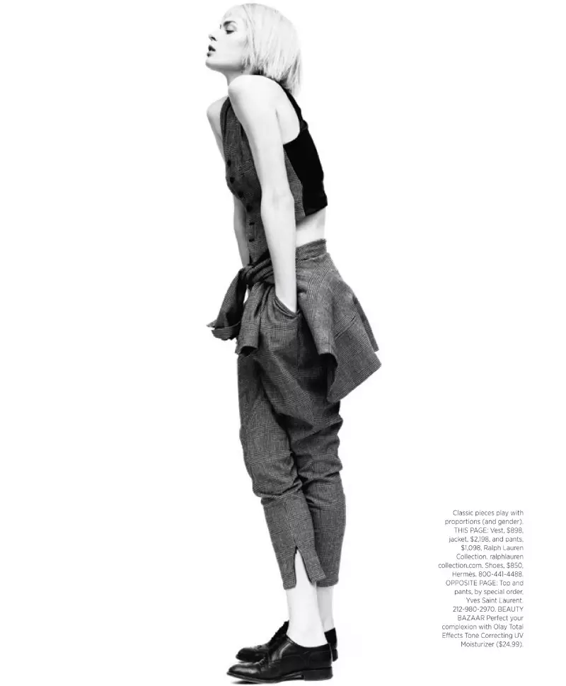 Elise Crombez Goes Garçonne fir Harper's Bazaar US, Shot vum Nathaniel Goldberg