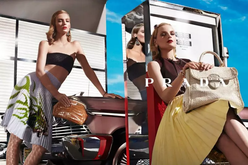 Natasha Poly, Guinevere van Seenus, Elise Crombez, Meghan Collison, Katryn Kruger & Ymre Stiekema bakeng sa Letšolo la Prada Spring 2012 ka Steven Meisel