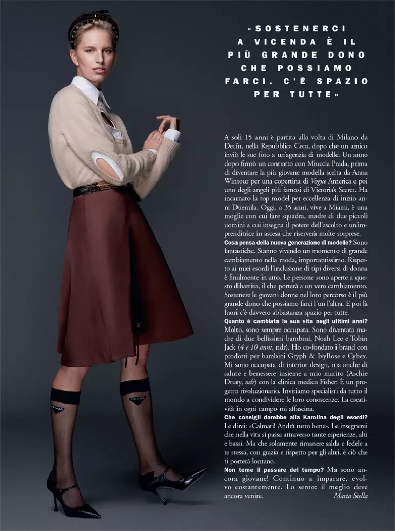 Karolina Kurkova modelează stiluri șic pentru Marie Claire Italia