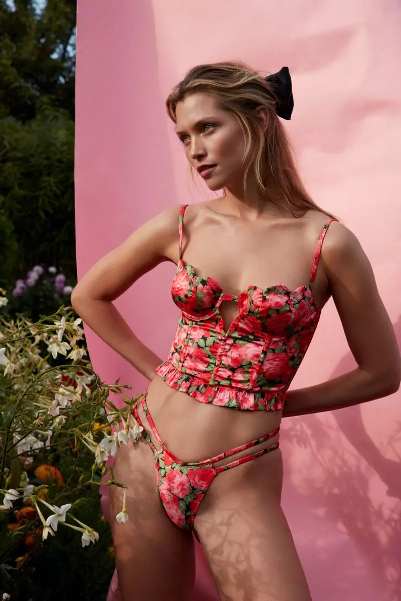 For Love & Lemons x Victoria's Secret Madeline Underwire Bustier & Thong Bugyi.