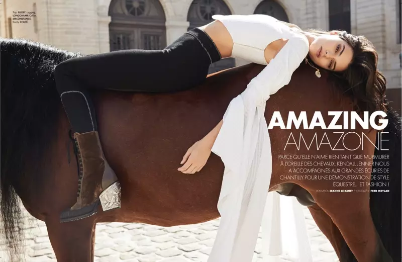 Kendall Jenner o Hlahisa Setaele sa Equestrian ho ELLE France