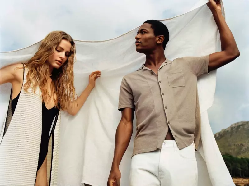 Felice Noordhoff y Hamid Onifade lucen Mango Committed, una línea que apuesta por la moda sostenible.