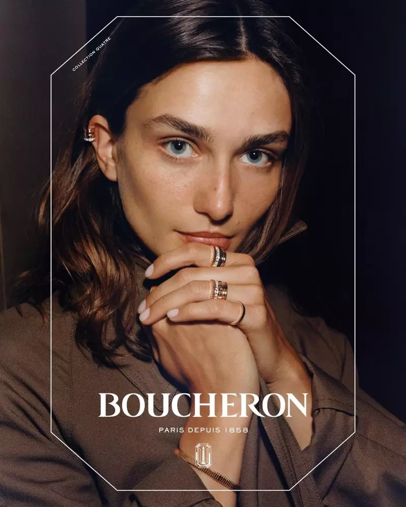 Boucheron လက်ဝတ်ရတနာလှုပ်ရှားမှုတွင် Andreea Diaconu ကြယ်ပွင့်