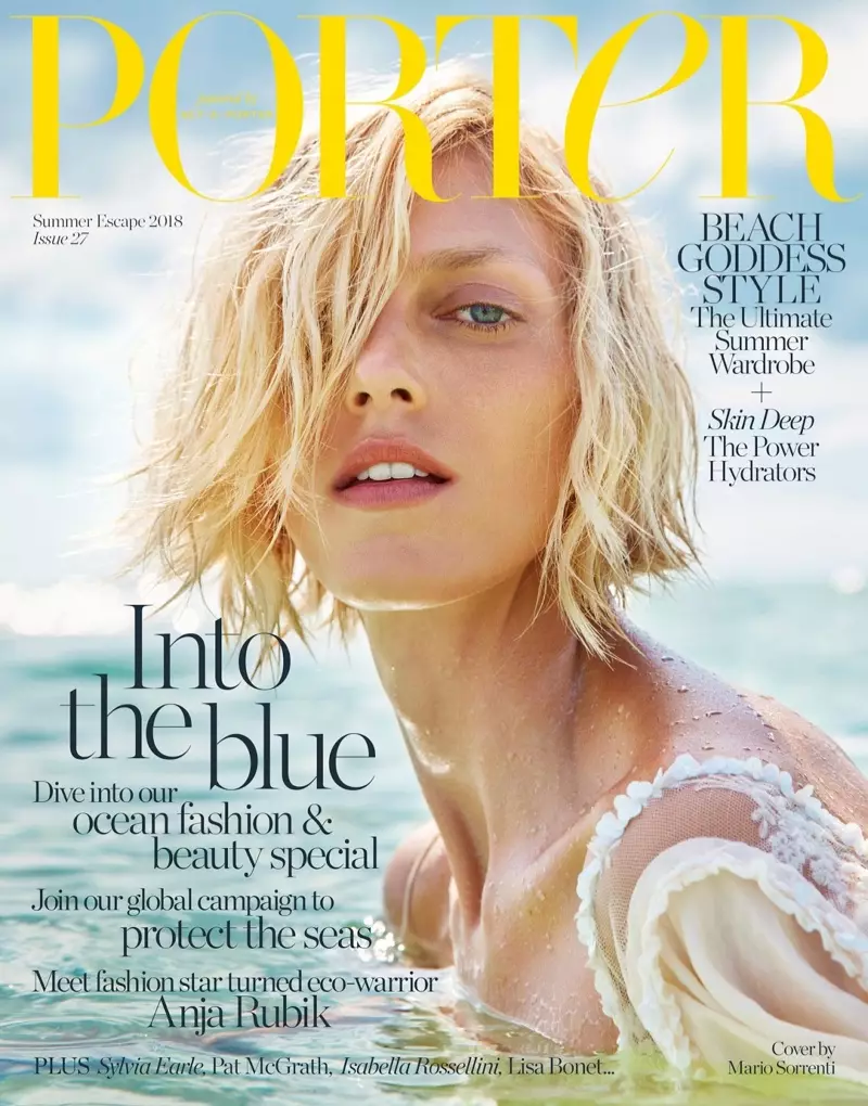 Anja Rubik פּאָוזאַז אין בעאַטשי קוקט פֿאַר PORTER מאַגאַזין