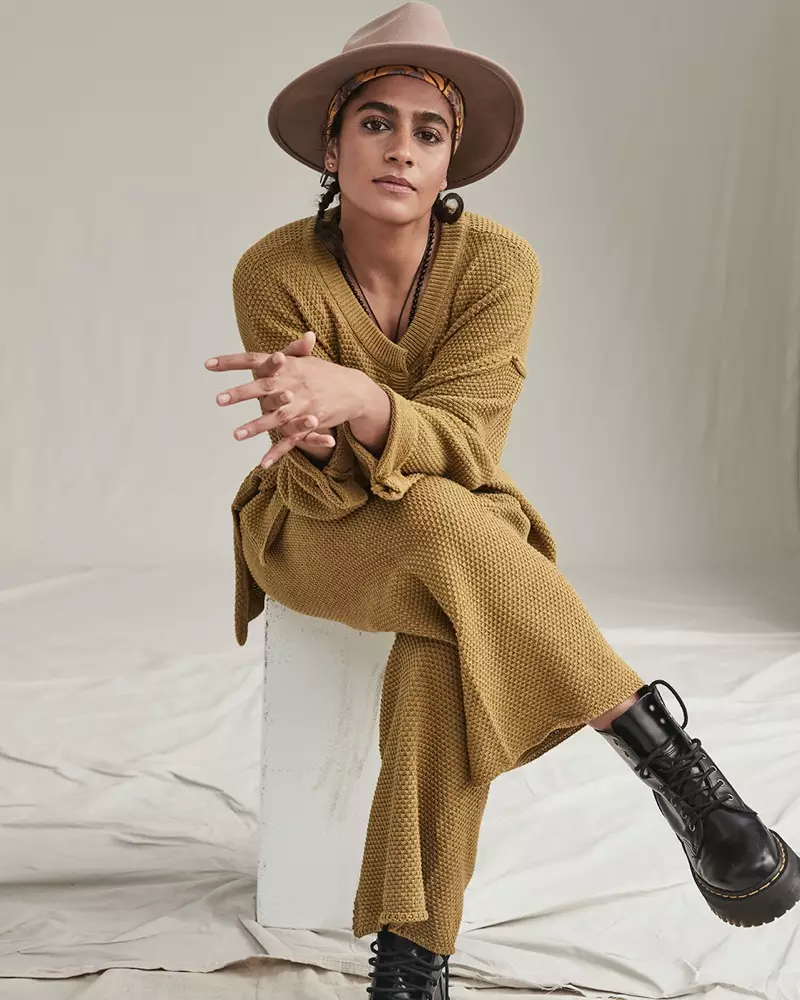 Si Madame Gandhi makita sa Free People The Creative Spirit fall 2020 catalog.