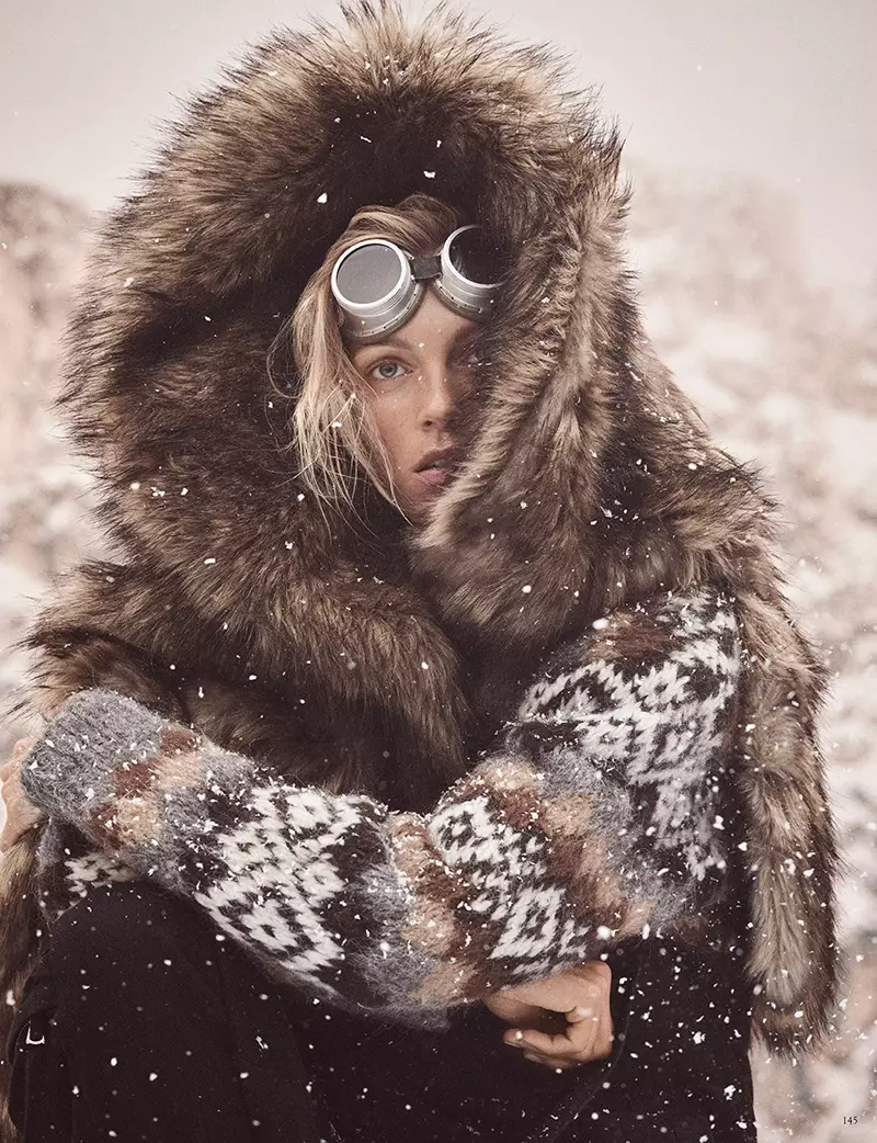 Anja Rubik nimt in rûge winterlike looks foar Vogue Dútslân