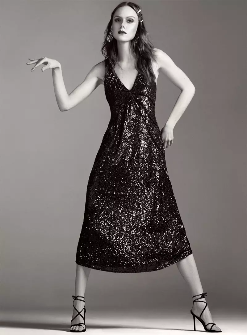 Zara Sequin Dress tare da Cikakken Bayani da Lu'u-lu'u & Jewel Shirye-shiryen gashi