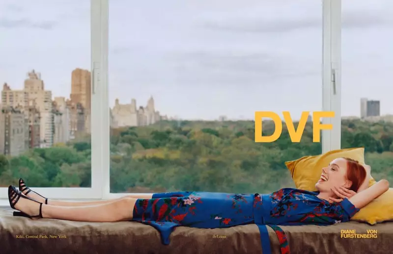 Kiki Willems pose à New York pour la campagne printemps-été 2018 de Diane von Furstenberg