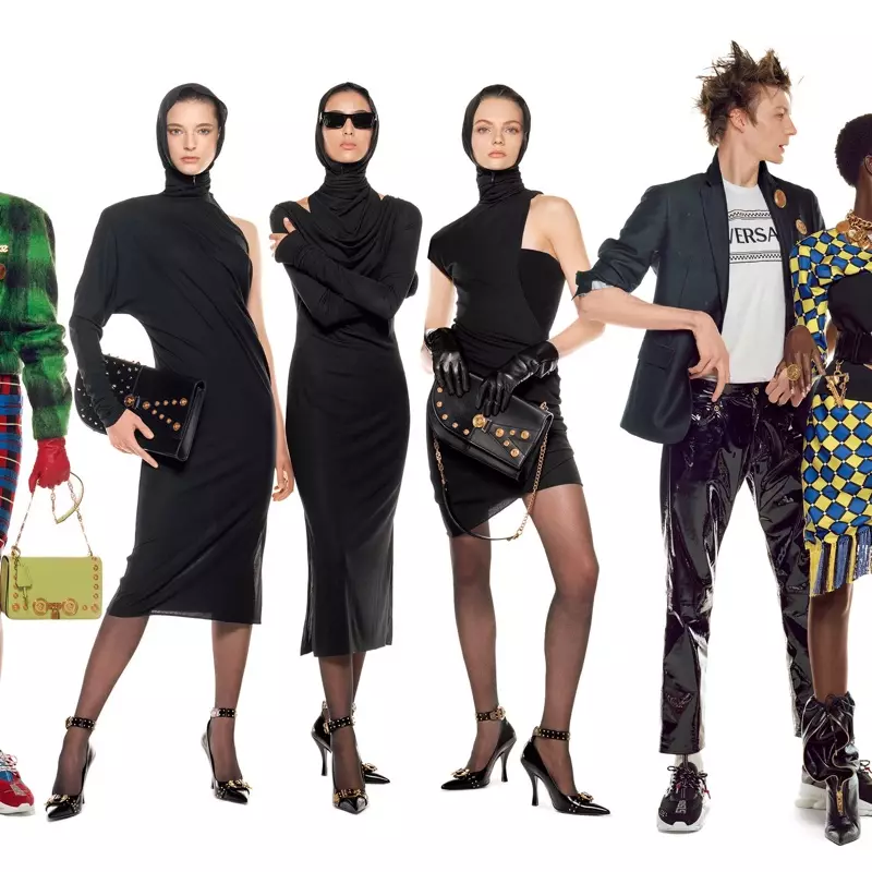 Ansley Gulielmi, Nora Attal, Fran Summers e Finnlay Davis per la campagna Versace autunno inverno 2018