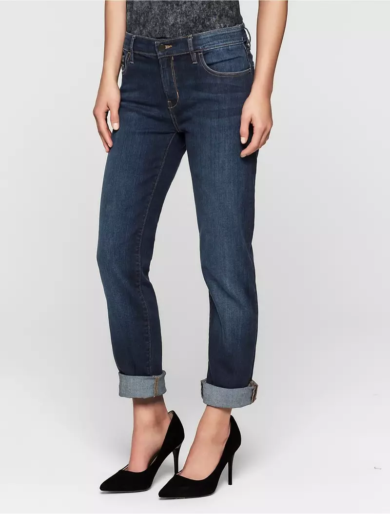 Quần jean Calvin Klein Quần jean cạp thẳng màu xanh chàm đậm