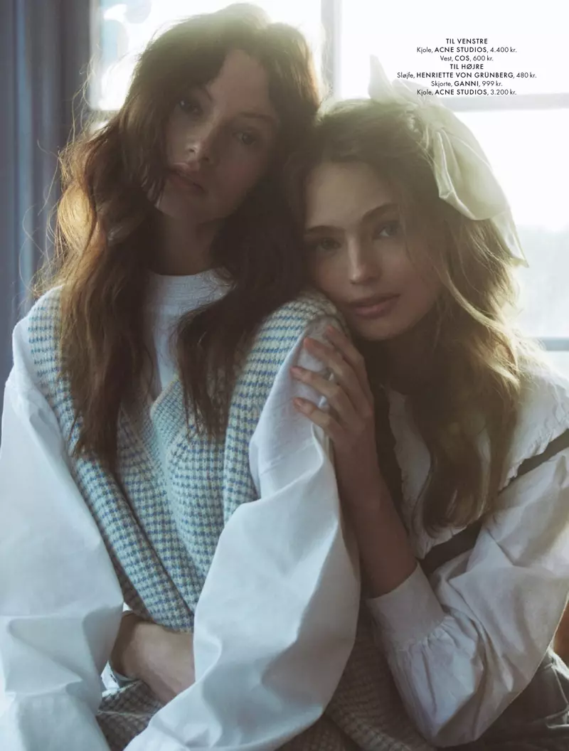 Anna Mila & Mona Wear Romantic Looks for ELLE Denmark