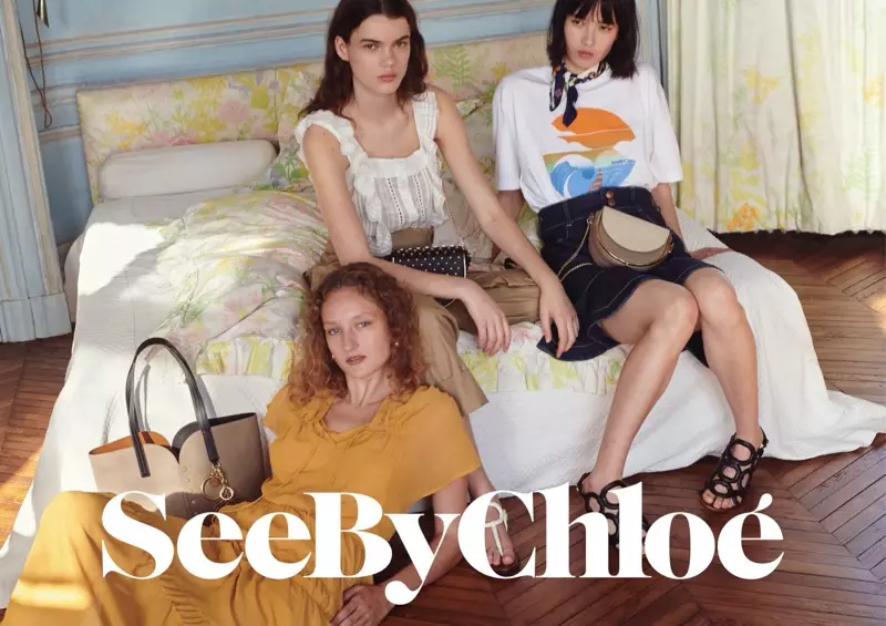 Agnes Nieske Abma, Hannah Sprehe sareng Yidan Huang ngabéntangan dina kampanye See by Chloe spring-summer 2020.