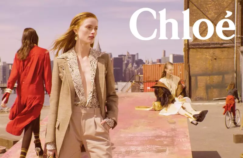 Rianne van Rompaey and Kris Grikaite front Chloe fall-winter 2018 campaign