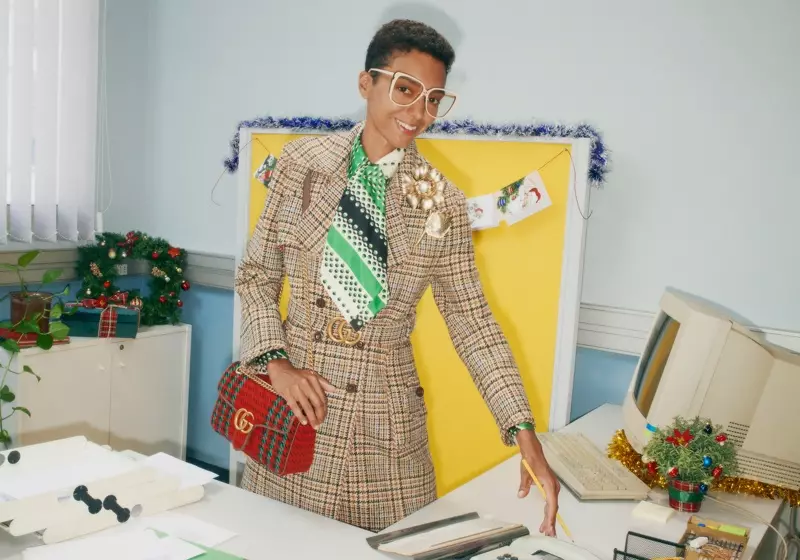 Geruite prints vallen op in de Gucci Holiday 2020-campagne.