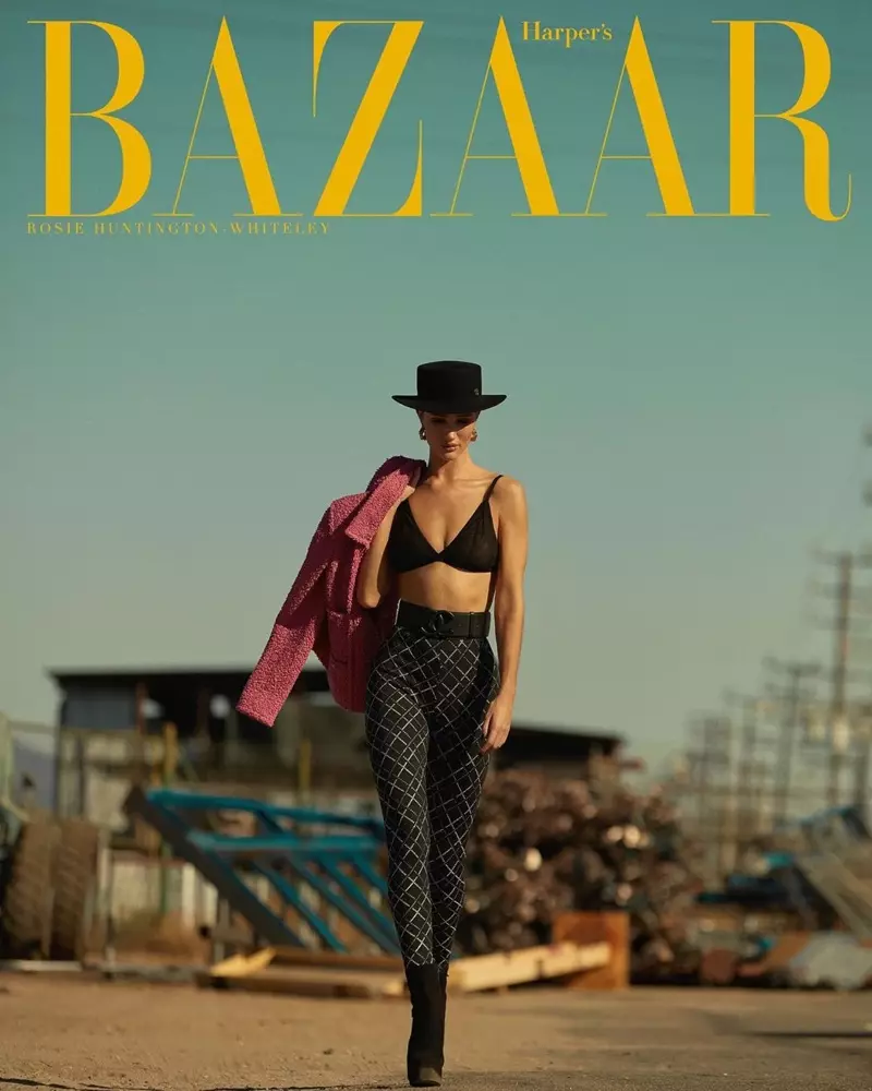Розі Хантынгтан-Уайтлі мадэлюе вытанчаную моду для Harper's Bazaar Greece