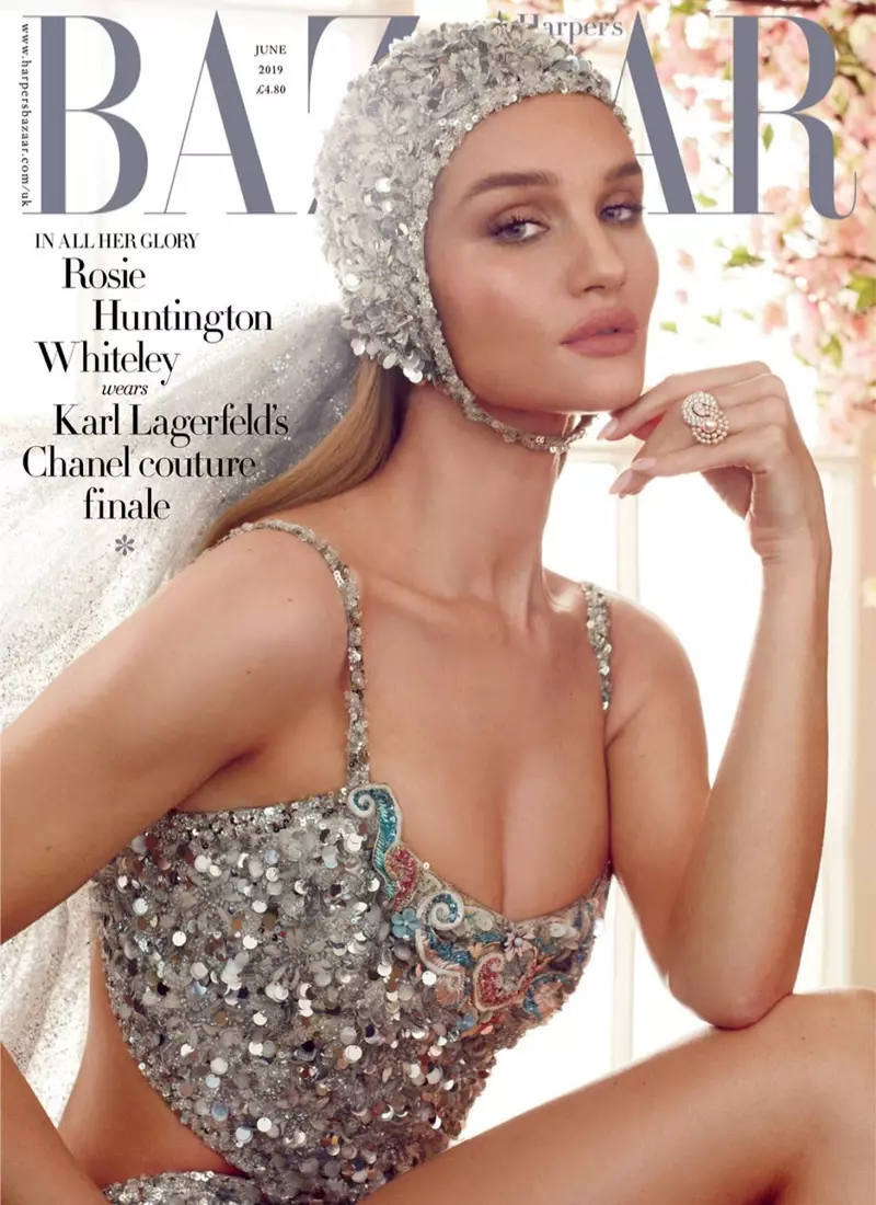 Rosie Huntington-Whiteley Models Luxe Looks for Harper's Bazaar UK