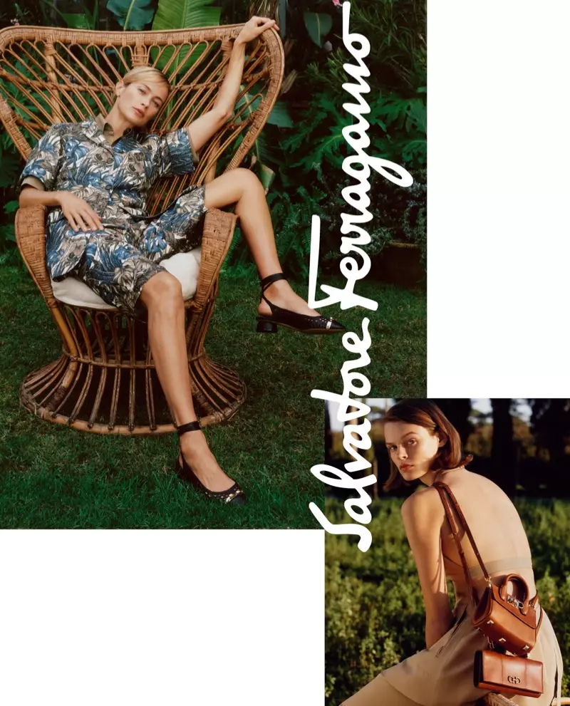 Carolyn Murphy ndi Cara Taylor akuwonekera mu kampeni ya Salvatore Ferragamo m'chilimwe cha 2019