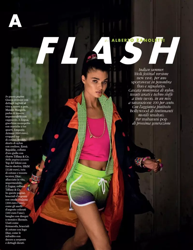 Daniela Braga tar på seg neon-trenden for ELLE Italia