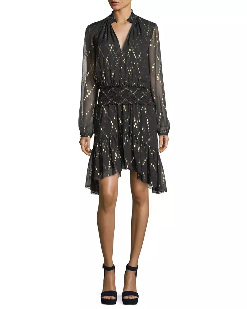 A.L.C. Tula Split-Mutsipa Yakareba Sleeve Silk Metallic Dress $495