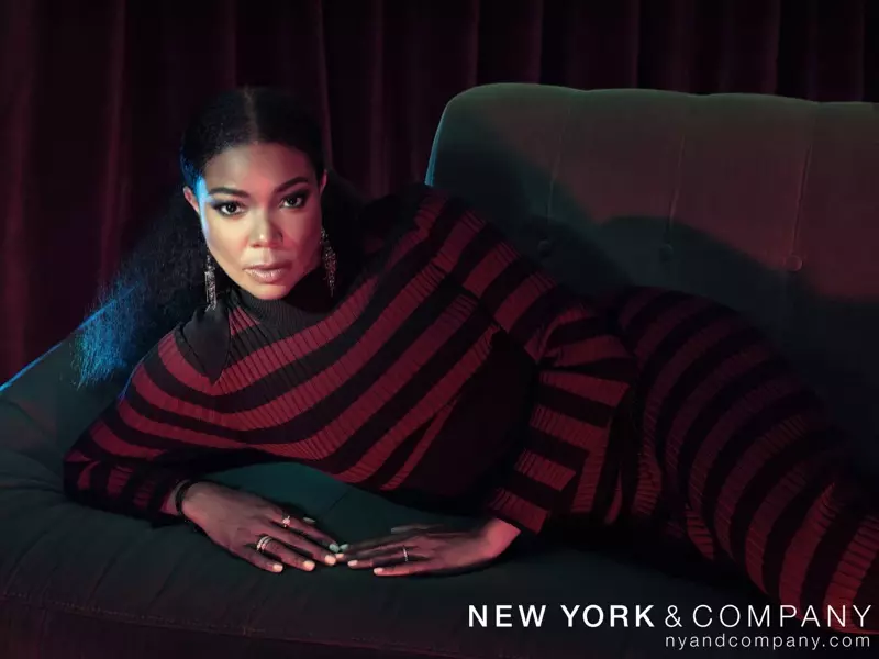 New York & Company x Gabrielle Union Collection Vestido estilo jersey con cuello alto