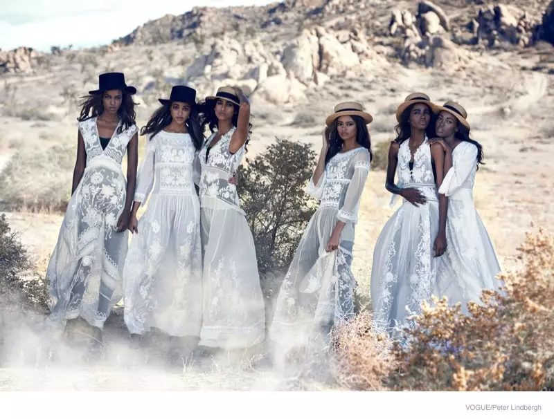 Malaika Firth, Imaan Hammam posan para Peter Lindbergh en Ethereal Vogue Shoot