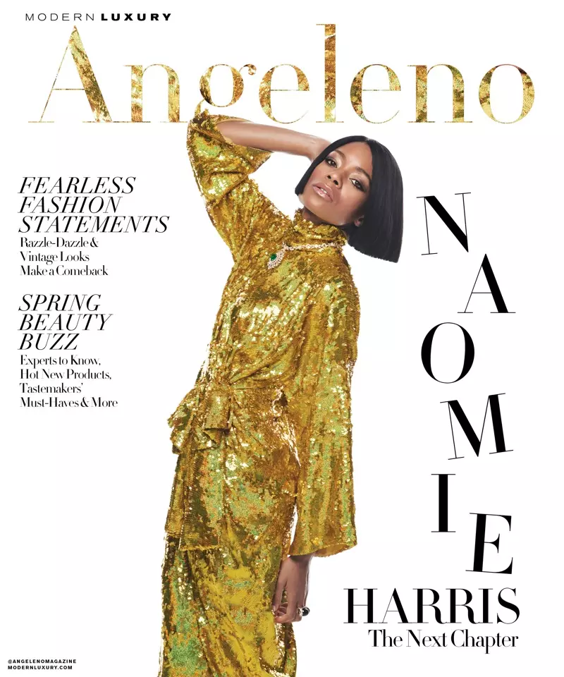 Portada da actriz Naomie Harris para Angeleno March 2018