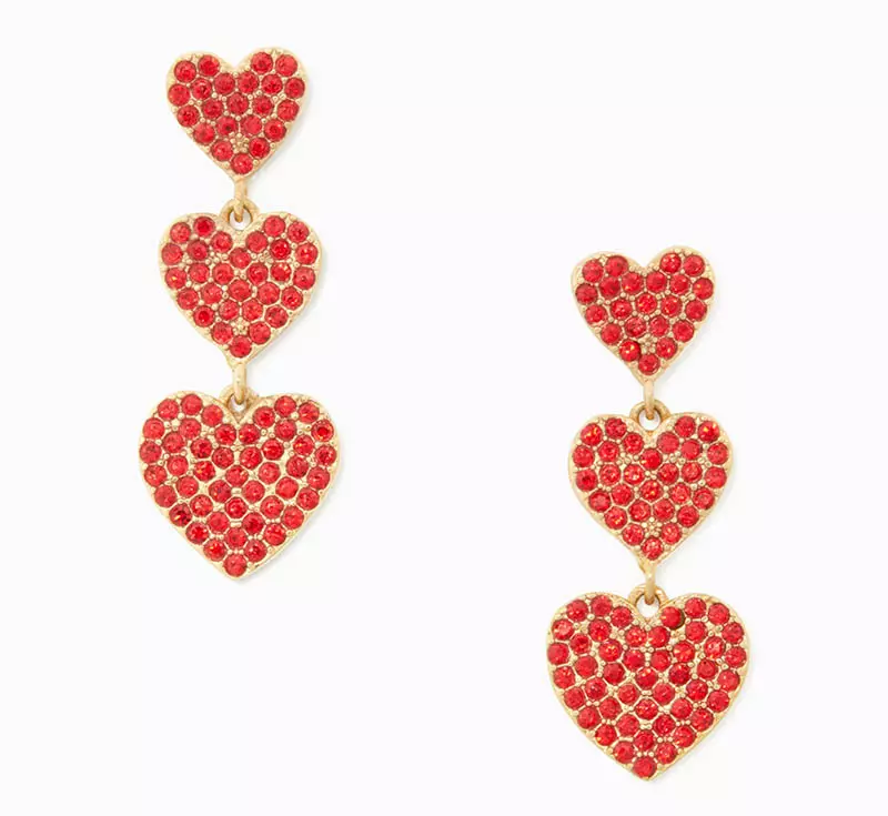 Kate Spade Yours Truly Pave Heart Aretes colgantes triples $ 78