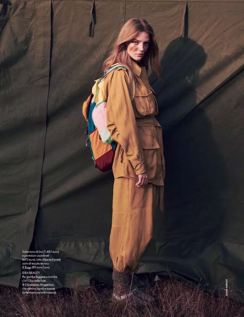 Roos Abels Goes Glamping in Outdoor Looks for ELLE اٹلی