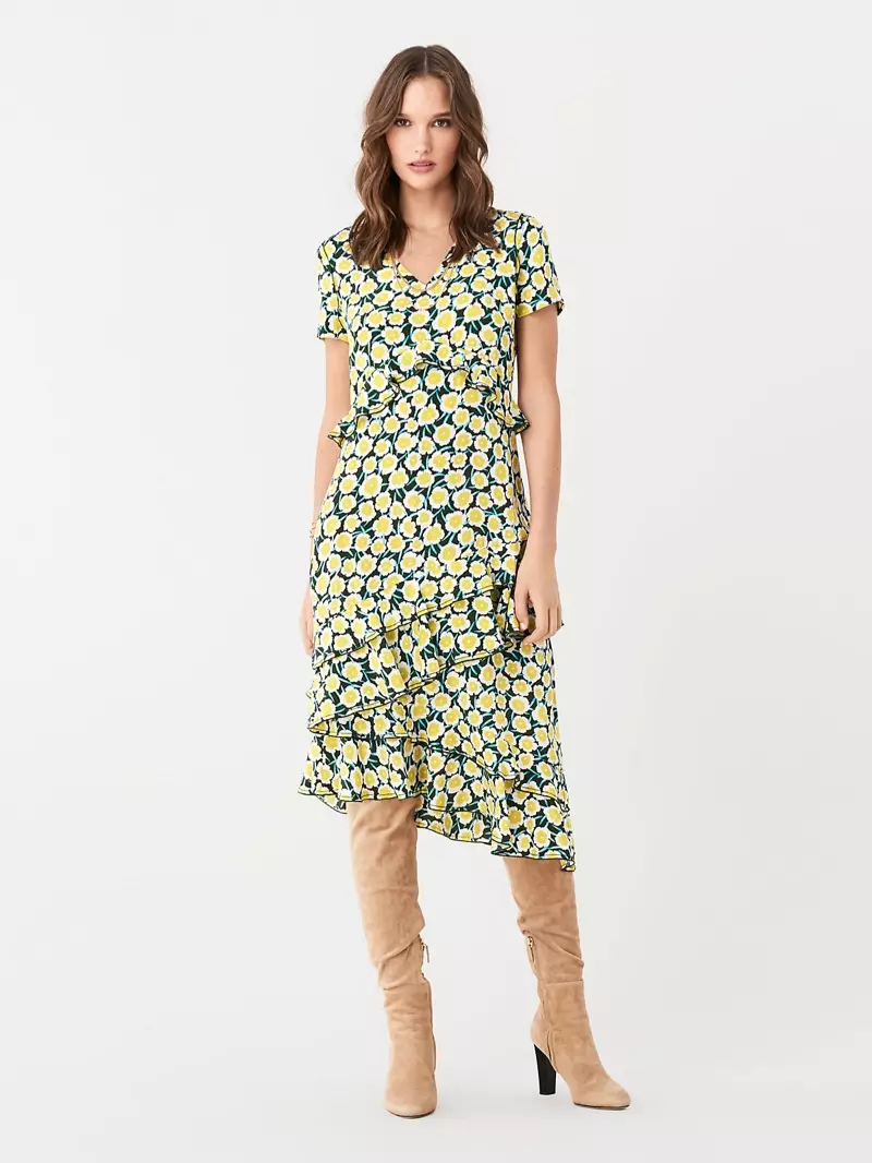 DVF Glenys Silk Crepe de Chine asimmetrik libosi 498 dollar