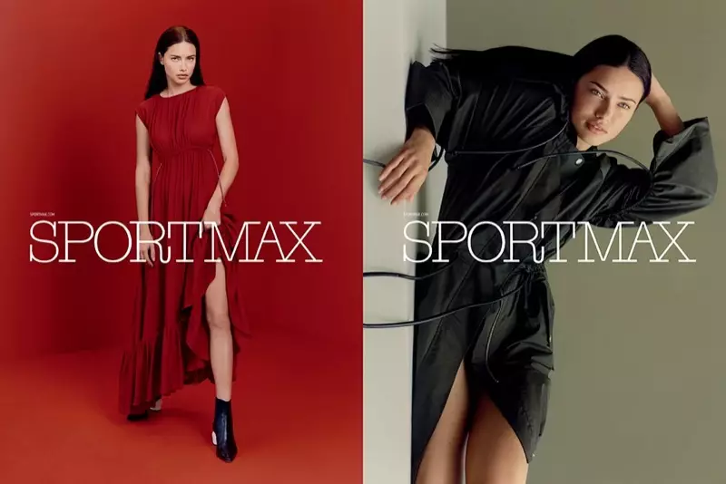 Adriana Lima portas drapiritajn aspektojn en la antaŭaŭtuna kampanjo de Sportmax en 2017