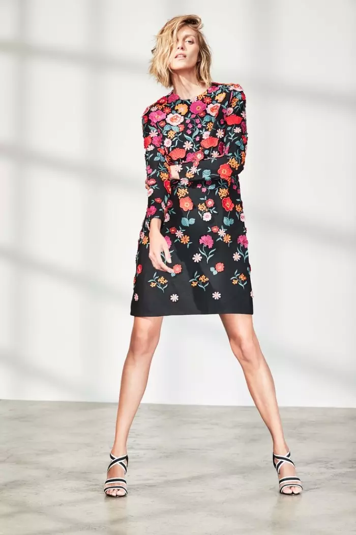 Lela Rose Floral-Amborady akanjo lava-Sleeve Shift