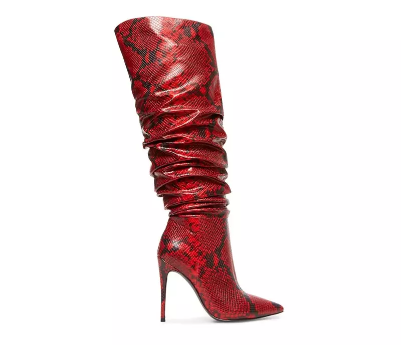 Winnie Harlow x Steve Madden Harlow Red Snake Boot $159.95