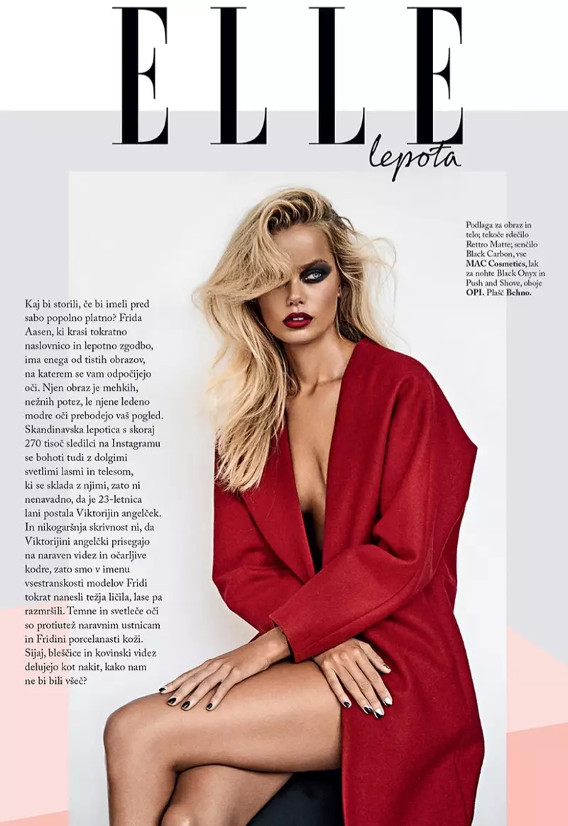 Frida Aasen waxay xidhataa qurxinta quruxda badan ee ELLE Slovenia