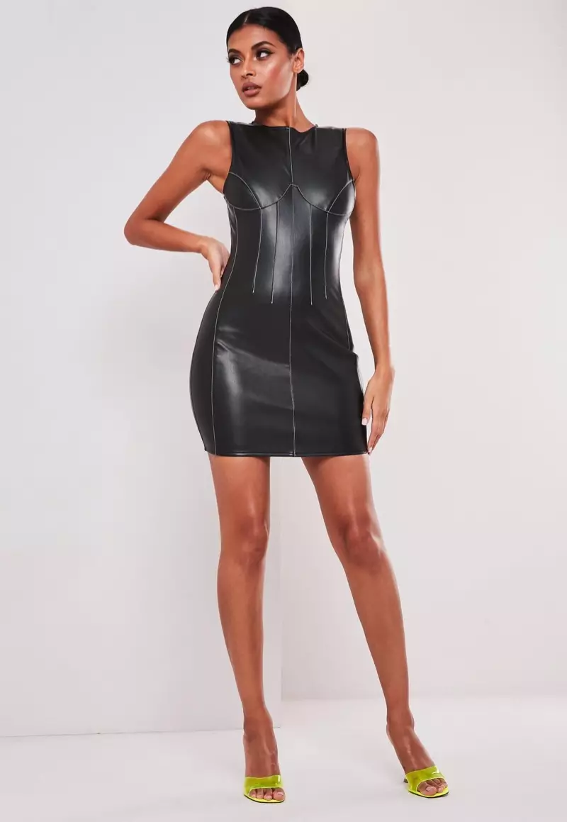 Sofia Richie x Missguided Faux Leather Contrast Seam Mini Dress 54 долари