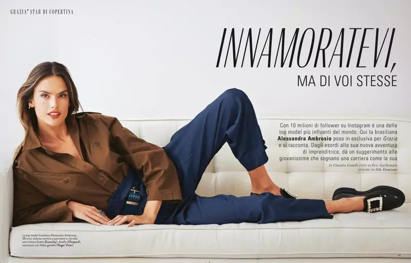 Alessandra Ambrosio poserer i elegante stiler for Grazia Italia