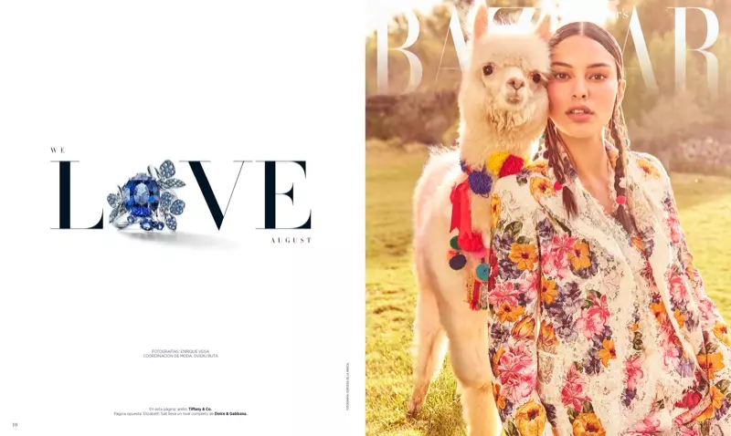 Elizabeth Salt poze nan Perou pou Harper's Bazaar Meksik