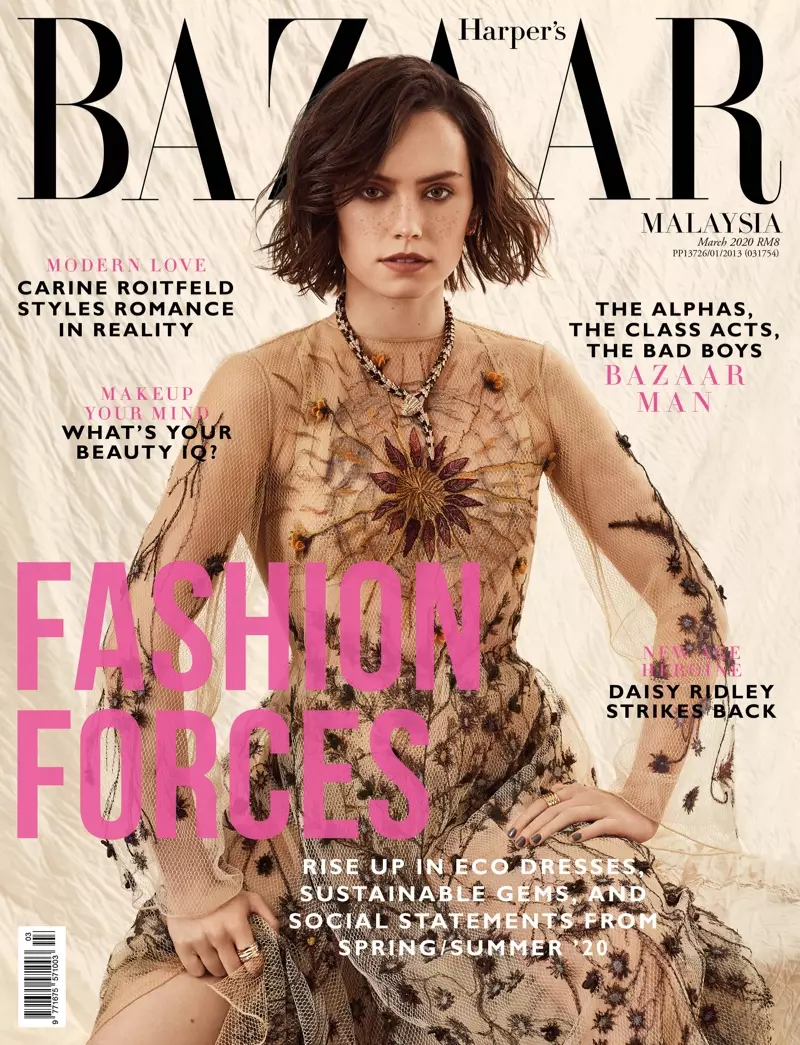 Daisy Ridley på Harper's Bazaar Malaysia marts 2020 Forside