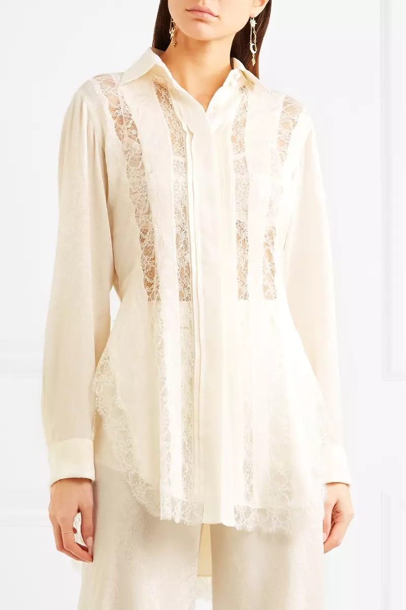 Etro Lace-Paneled Silk-Jacquard Shirt $ 2.420