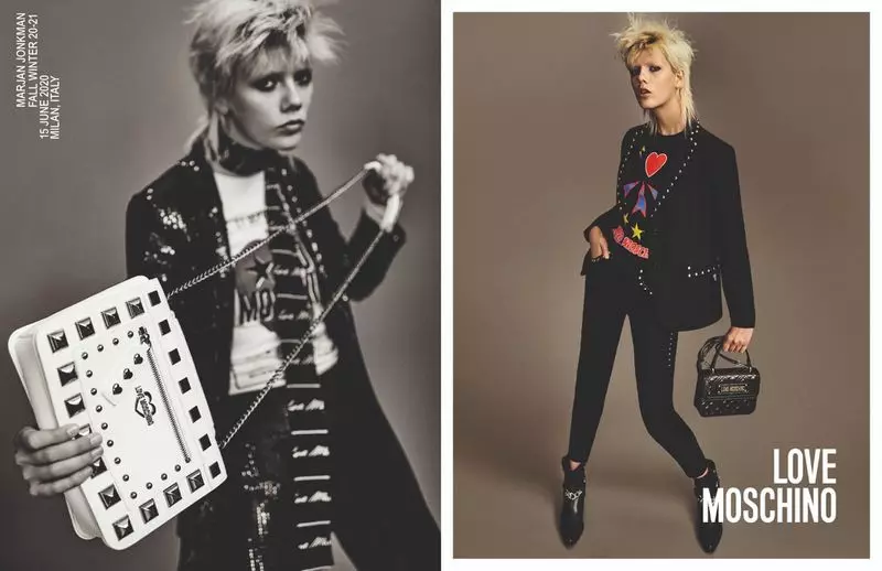 Marjan Jonkman estrela a campanha de outono-inverno 2020 da Love Moschino.