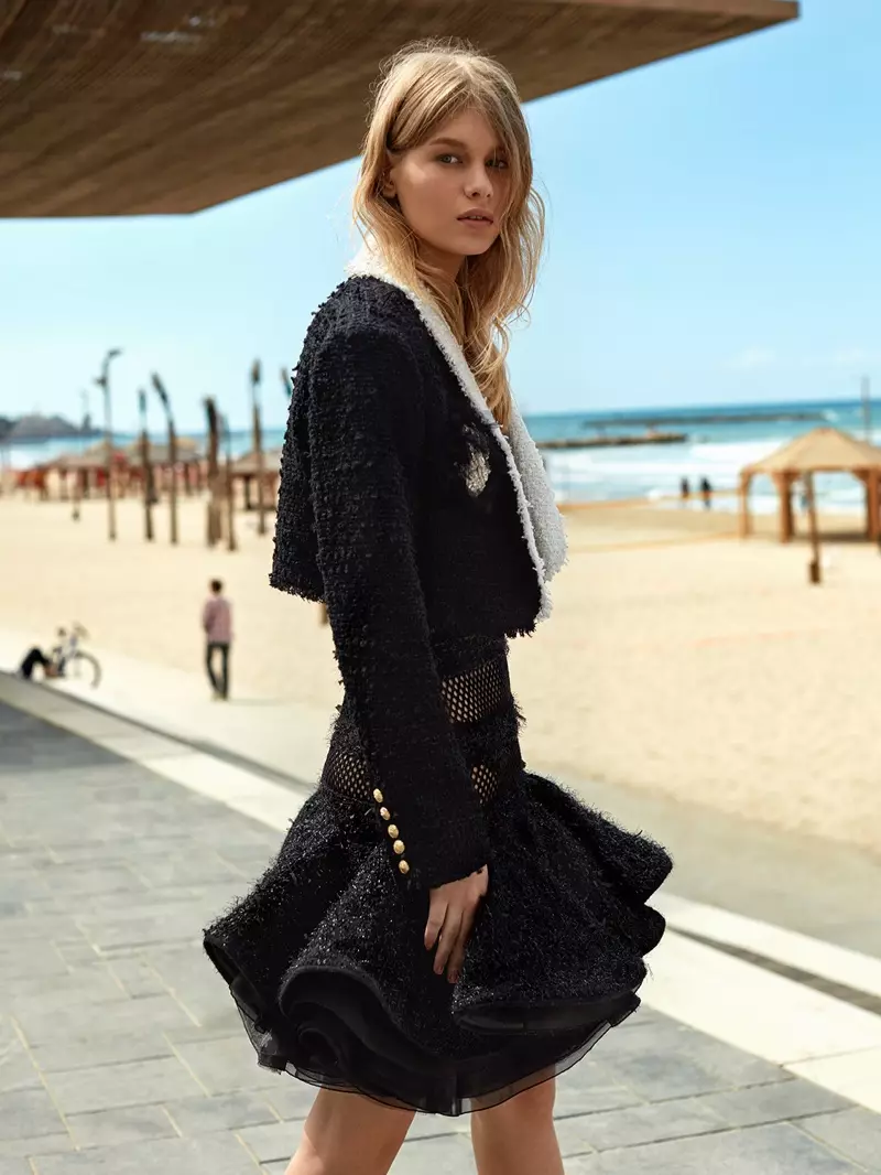 Sofia Mechetner Models Black Outfits at the Beach for TELVA Magazine