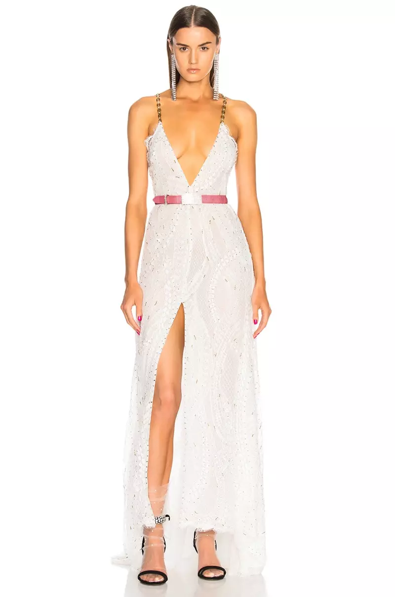 Alessandra Rich Crystal Bordir Plunging Lace Gown $5,075