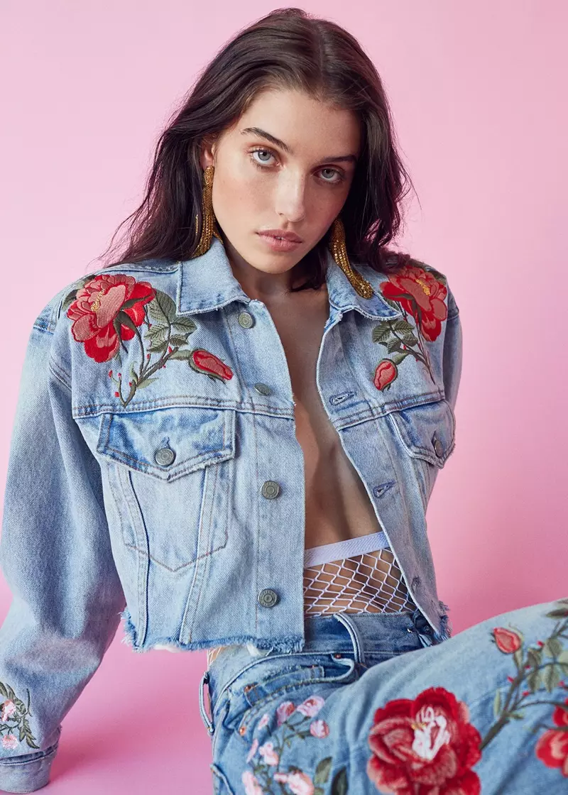 FWRD Cropped Boyfriend Trucker Denim Jacket နှင့် Helena High-Rise Straight Jeans အတွက် GRLFRND