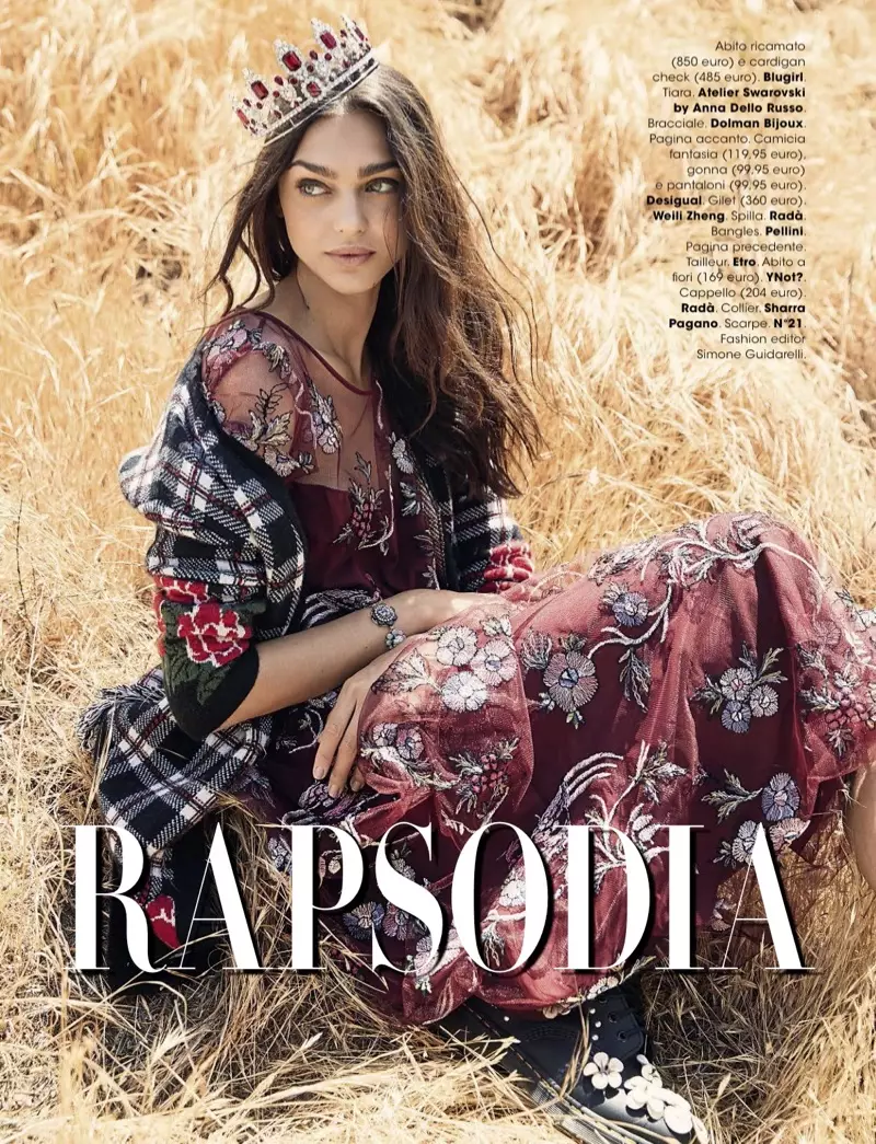 Zhenya Katava Pozas en Boho-Modoj por Glamour Italy