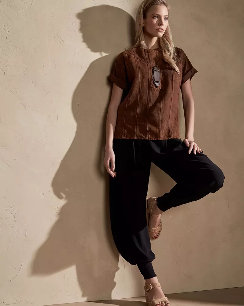 Колекция Ralph Lauren Тежка ленена тениска Sahara и драпирани харем панталони Kersten